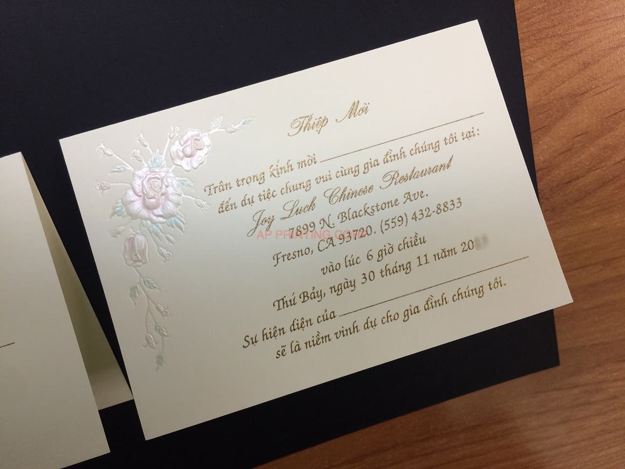K979 [I-11] Gilded Blossoms Birds & Doves Wedding Invitation