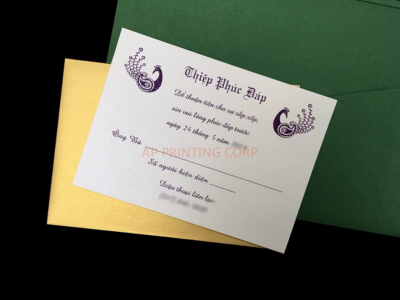 PSQ-77-MMM-2WL Botanic, Lime, Poison Ivory Pocket & Folder Invitation