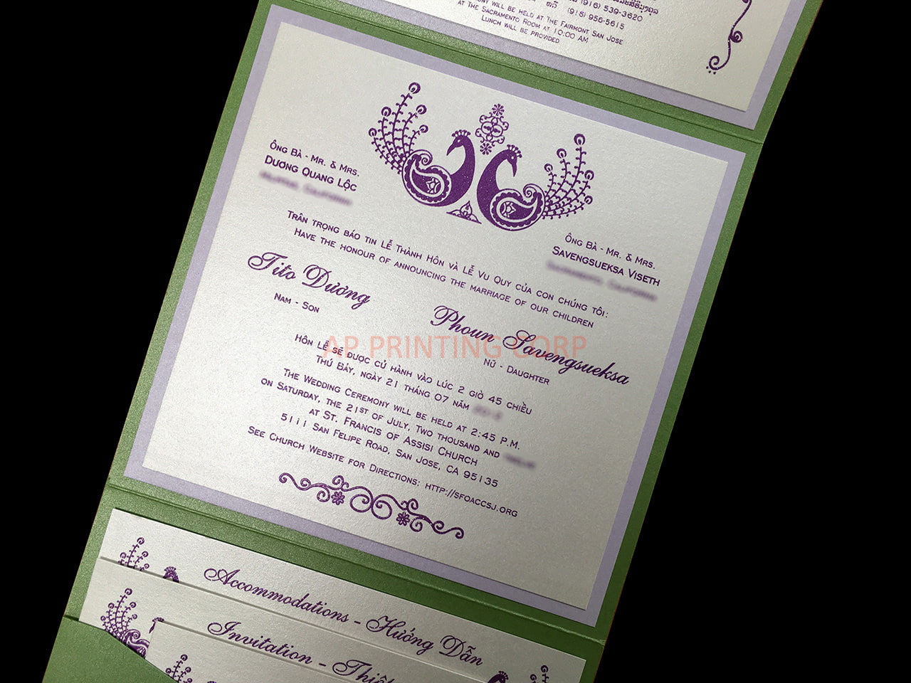 PSQ-77-MMM-2WL Fairway, Kunzite, Quartz Pocket & Folder Invitation