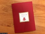 O2P-57-N-N Red, Natural, Gold Leaf Pocket & Folder Invitation