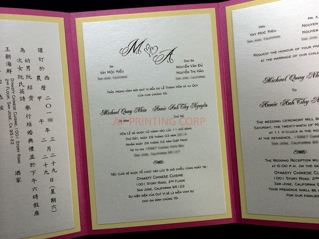 CTF-58-MMM Azalea, Gold, Quartz Pocket & Folder Invitation