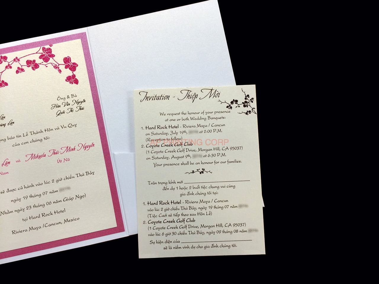 PAL-BL-57-MMM Crystal, Azalea, White Gold Pocket & Folder Invitation