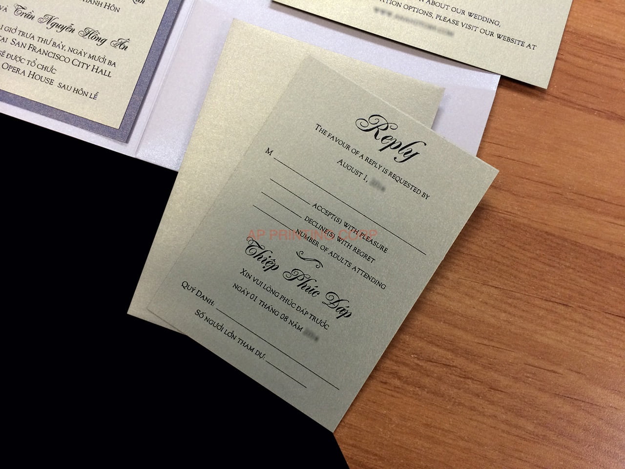 PAL-66-MMM Quartz, Ruby, Gold Leaf Pocket & Folder Invitation