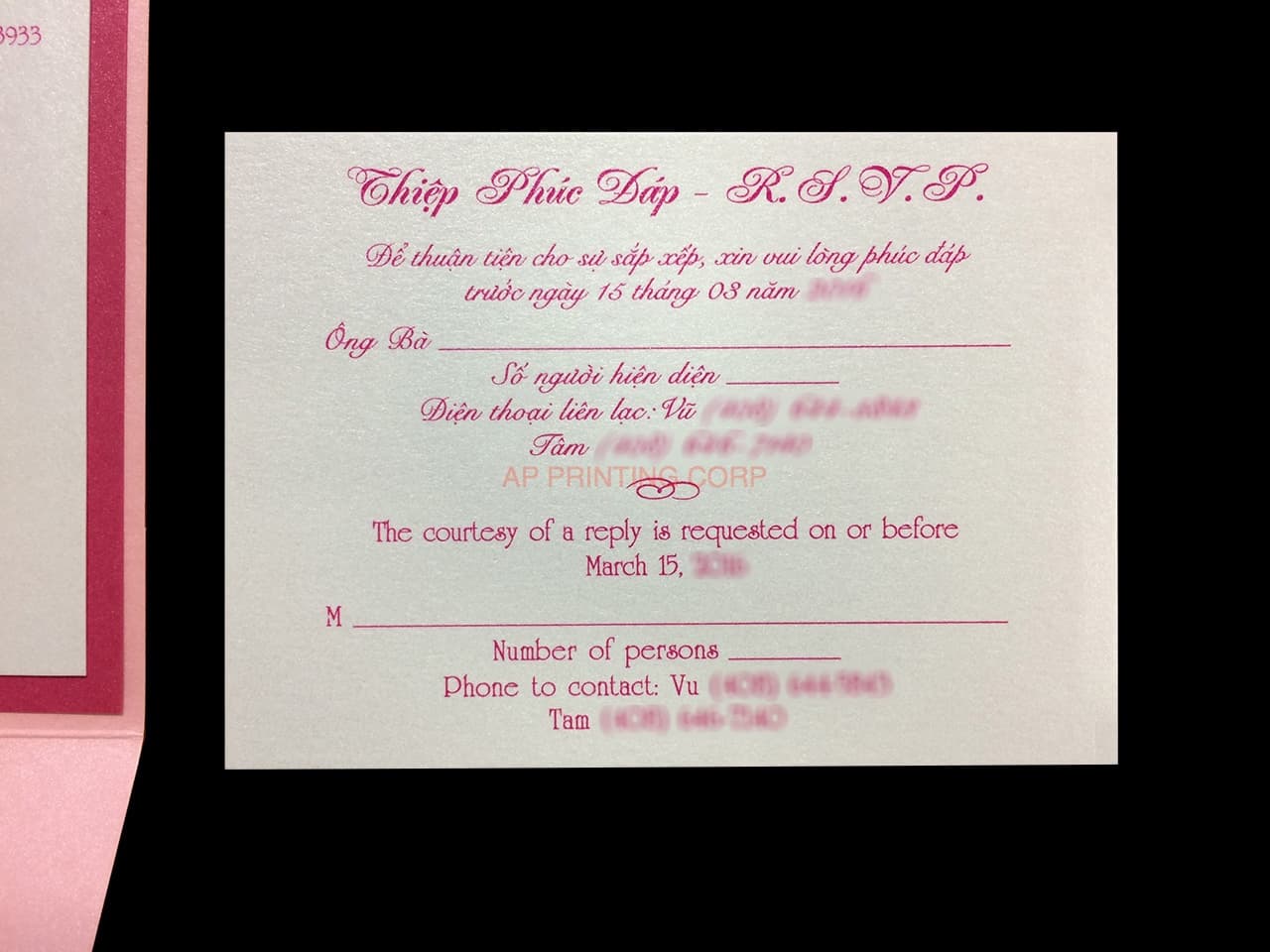 PAL-R-57-MMM Rose Quartz, Azalea, Ice Silver Pocket & Folder Invitation