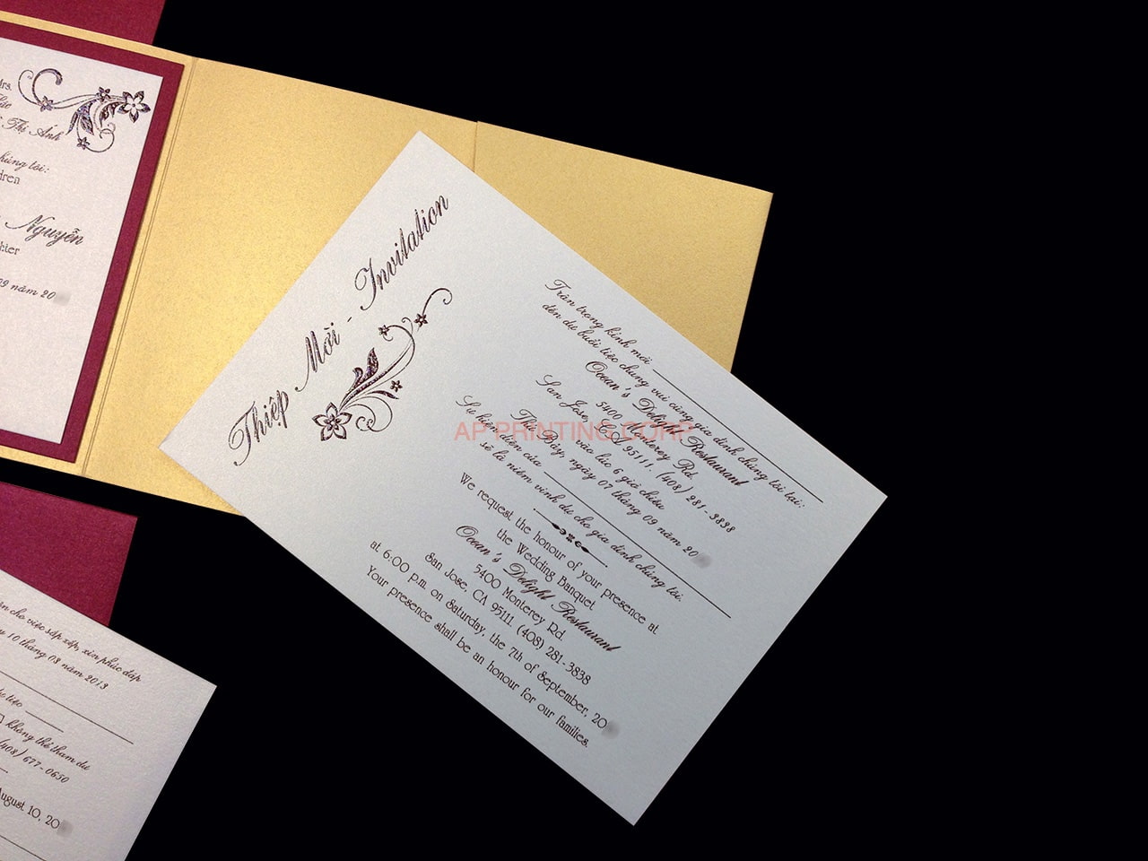 PAL-V-57-MMM Gold, Red Lacquer, Ice Gold Pocket & Folder Invitation