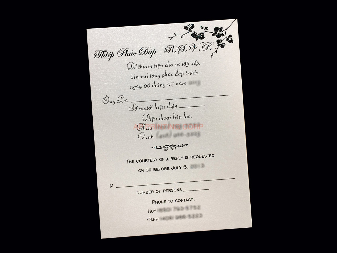 PAL-66-MMM Jupiter, Onyx, Ice Silver Bilingual Wedding Invitation
