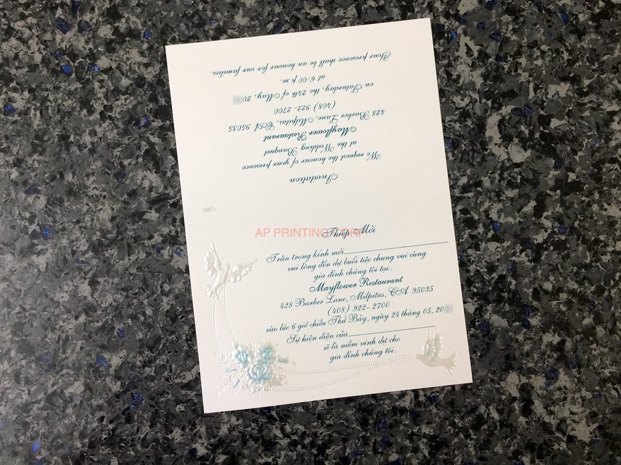 K976 [I-11] Dusk Delights Birds & Doves Wedding Invitation