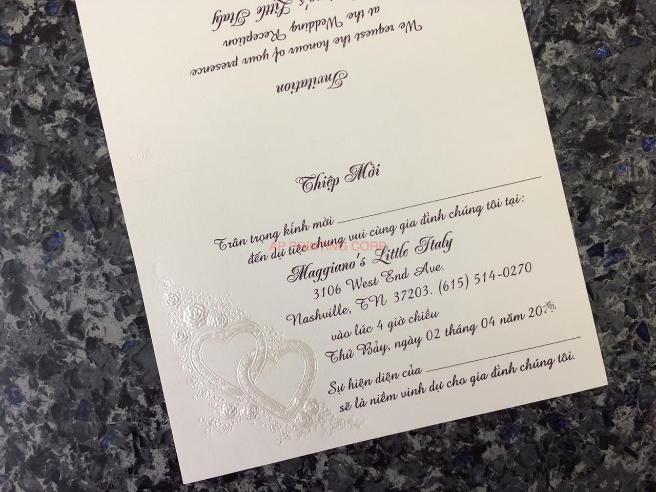 K4451 [I-10] Subtle Romance Hearts Wedding Invitation