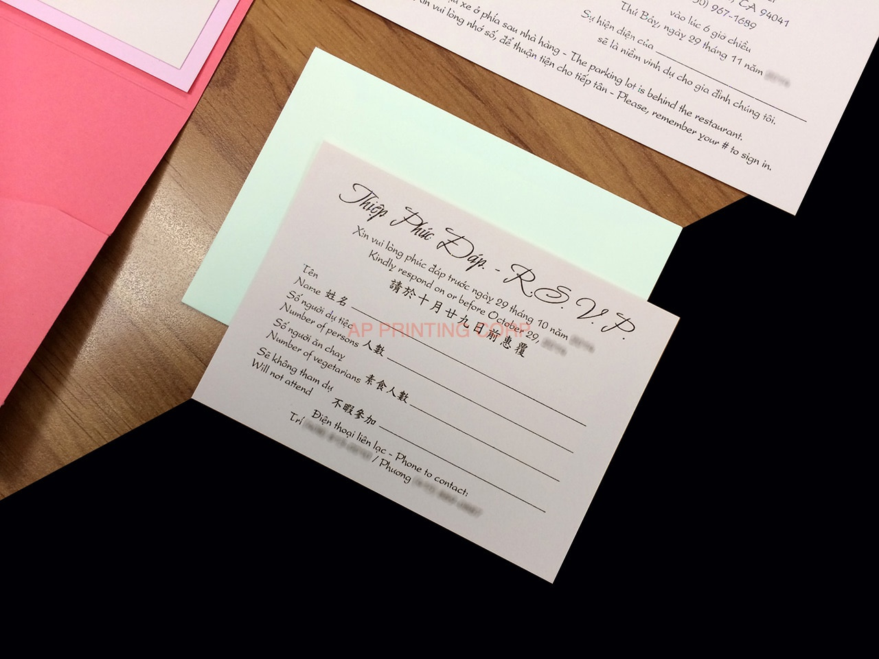 PSQ-77-NNN-2WL Coral, Cotton Candy, Bubblegum Pocket & Folder Invitation