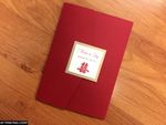 O2P-57-N-N Red, Natural, Gold Leaf Pocket & Folder Invitation