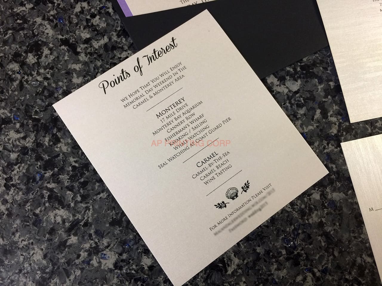 SLIDER-66-NMM Black, Amethyst, Silk Pocket & Folder Invitation