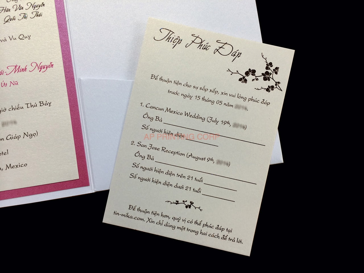 PAL-BL-57-MMM Crystal, Azalea, White Gold Pocket & Folder Invitation