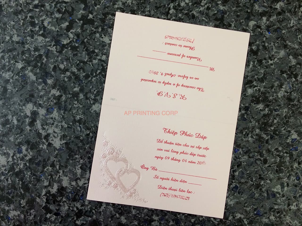 K4471 [I-10] Floral & Hearts Melody Wedding Invitation