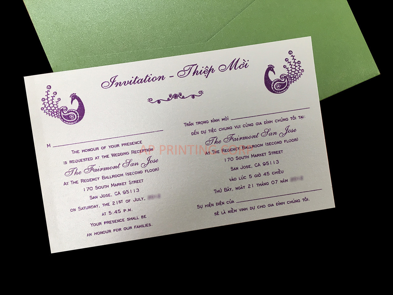 PSQ-77-MMM-2WL Fairway, Kunzite, Quartz Pocket & Folder Invitation