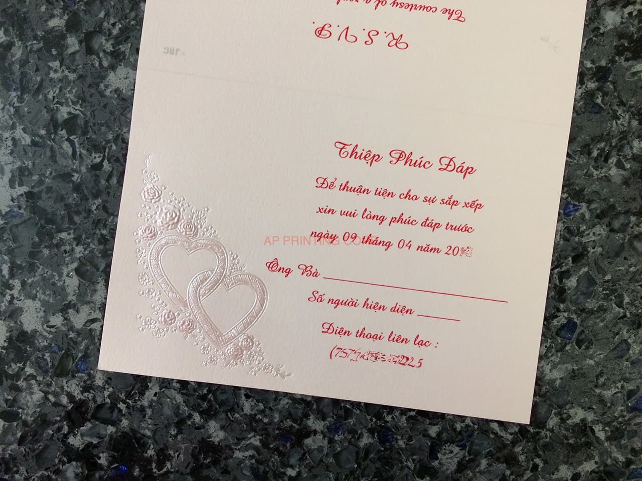 K4471 [I-10] Floral & Hearts Melody Wedding Invitation