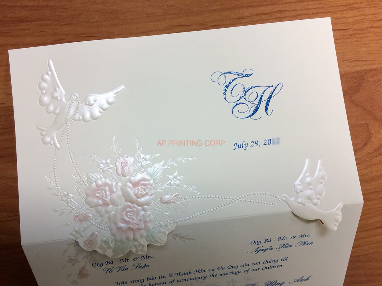 K971 [I-11] Regal Whispers Birds & Doves Wedding Invitation