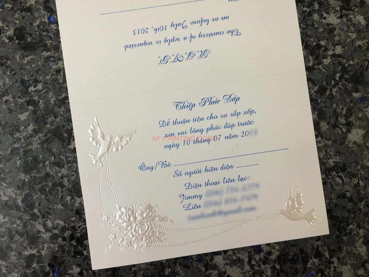 K975 [I-11] Enchanted Melody Birds & Doves Wedding Invitation