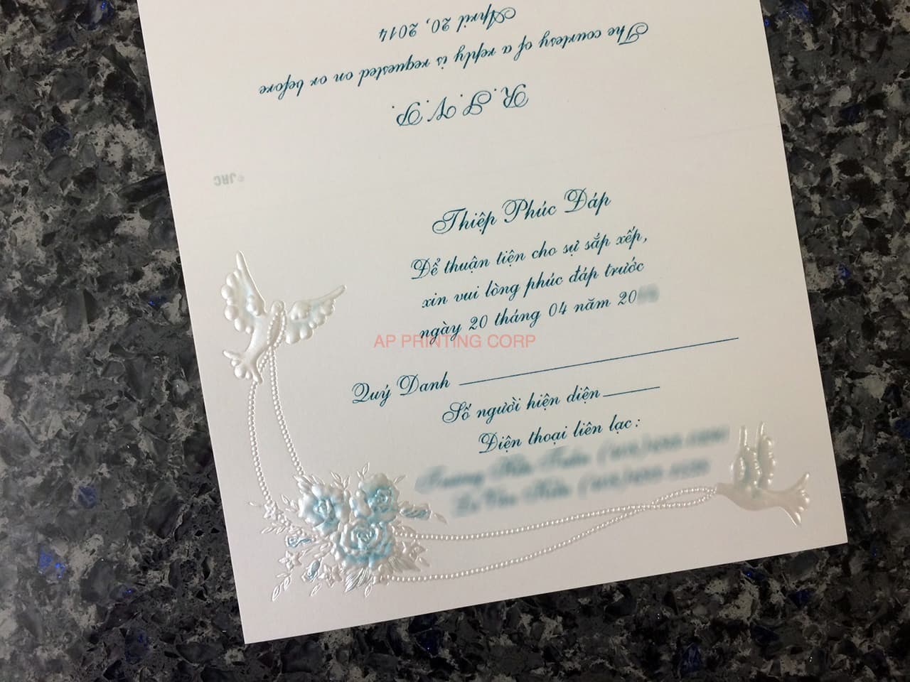 K976 [I-11] Dusk Delights Birds & Doves Wedding Invitation