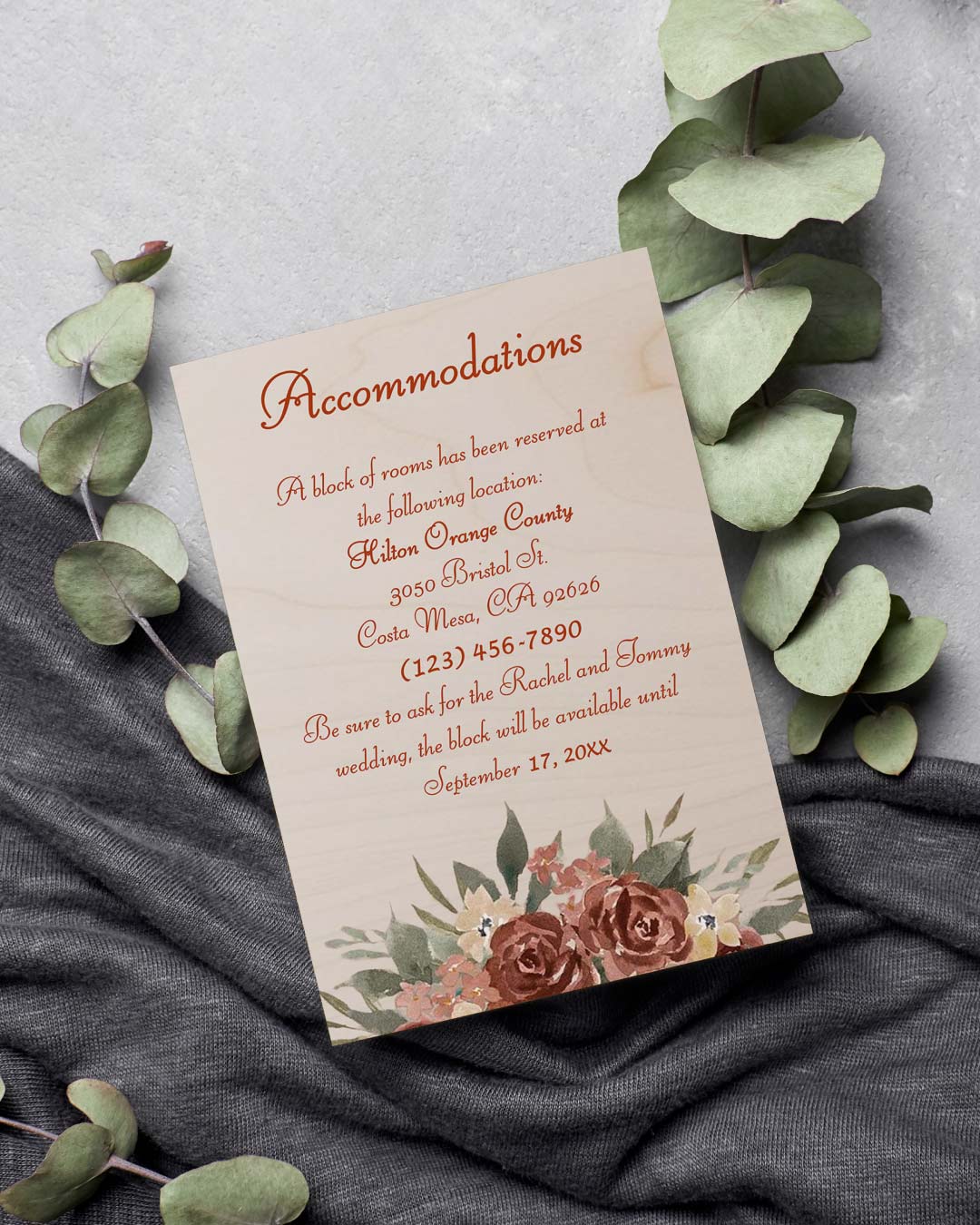 Rustic and Watercolor Flowers Simple Flat 5x7 Wedding Invitation 2
