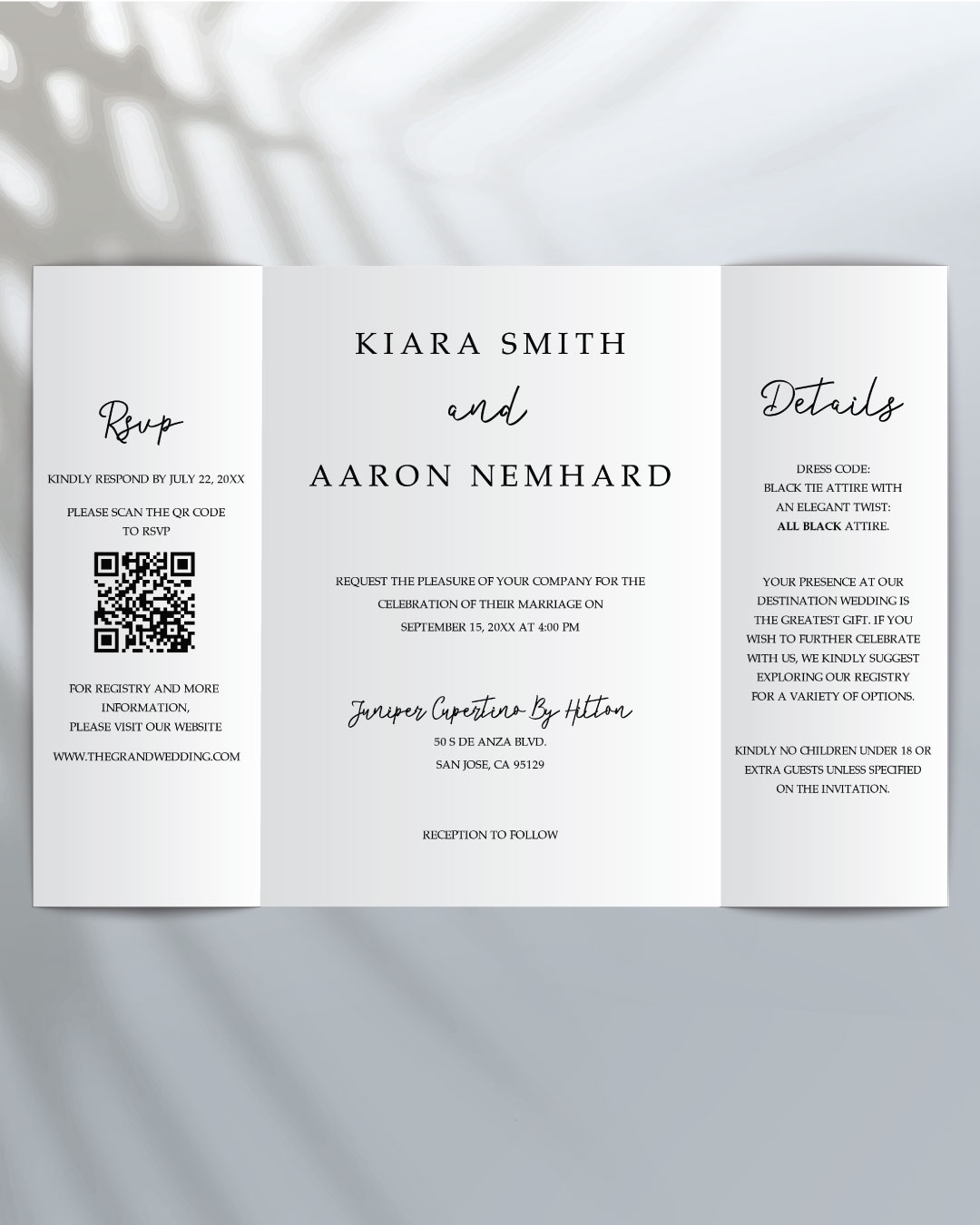 Minimalist with Photo 5x7 Gate Fold Wedding Invitation 1