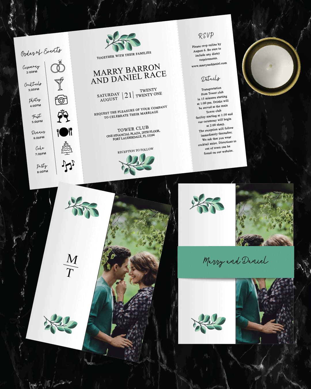 Photo Covered 5x7 Gate Fold Wedding Invitation