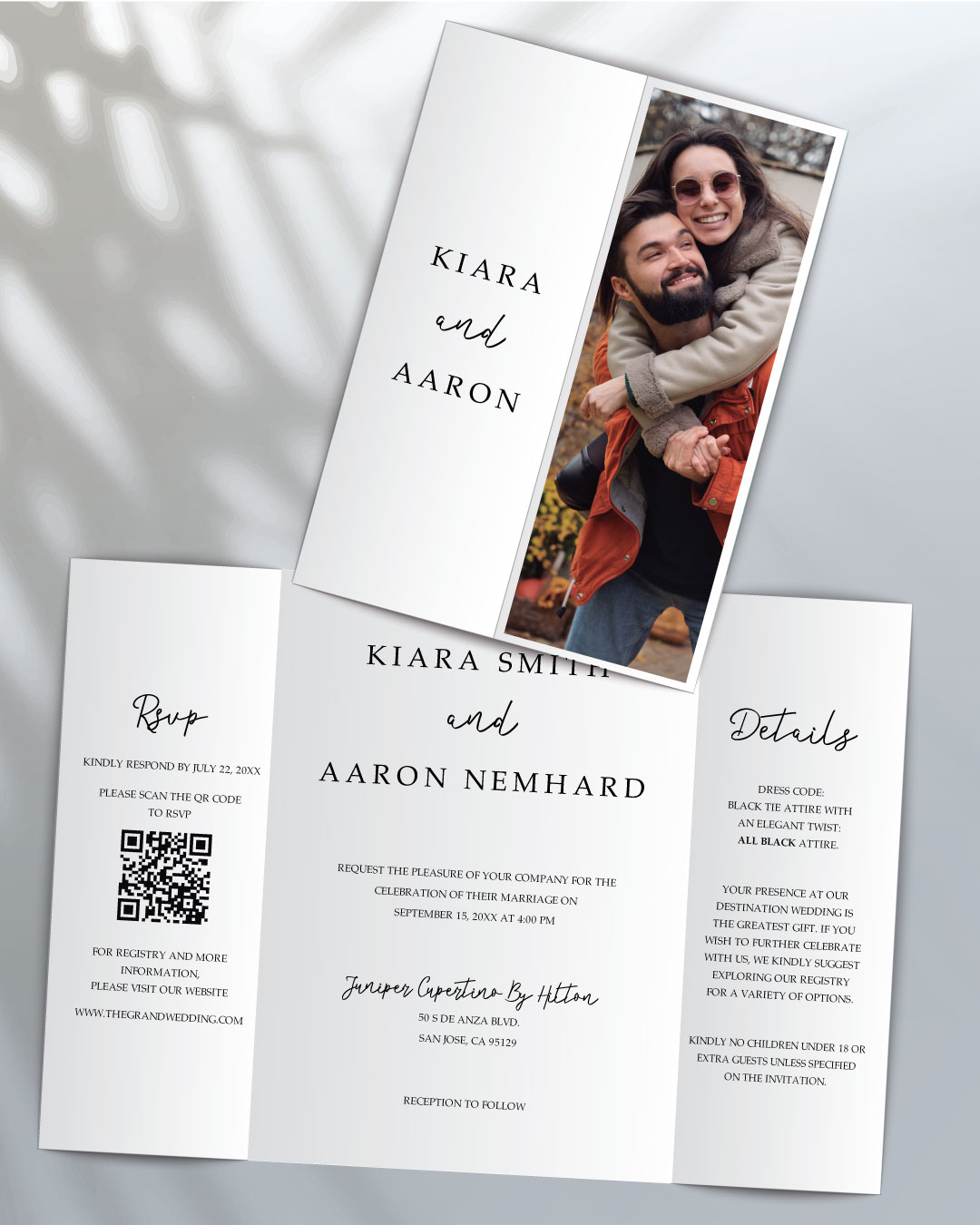Minimalist with Photo 5x7 Gate Fold Wedding Invitation 2