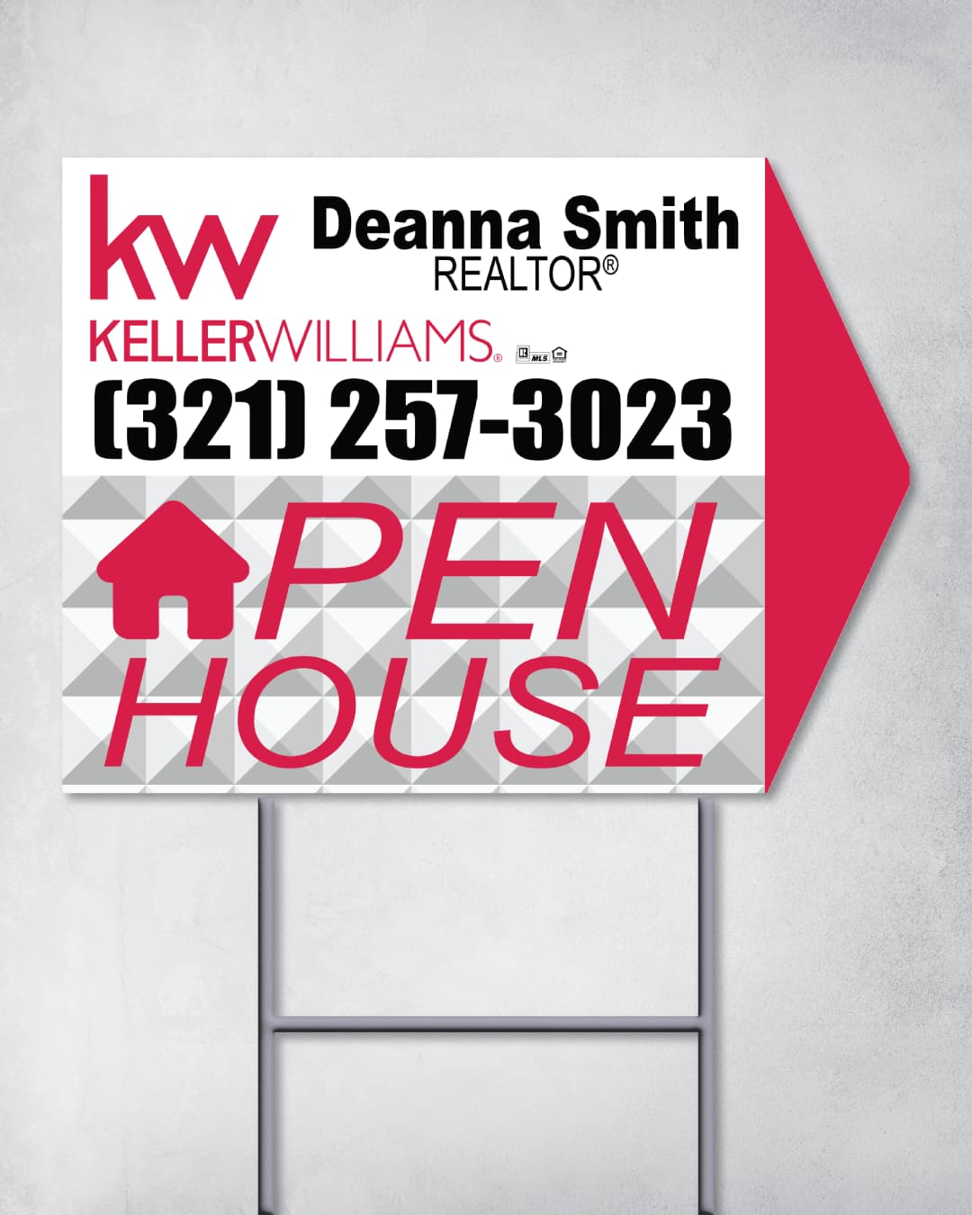 Keller Williams Realty Complex Geometric Arrow Shape Sign