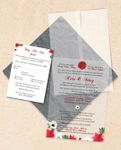 White and Red Flowers Vellum Wrapped Vietnamese & English Wedding Invitation 2
