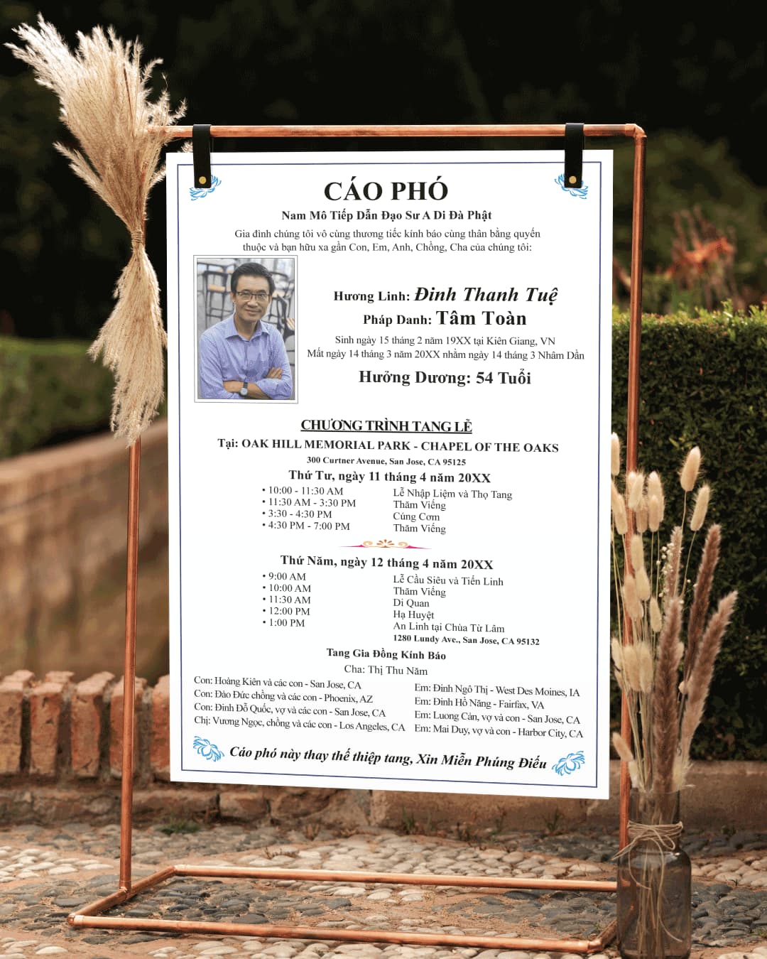 Simple White with Frame Sign Obituary