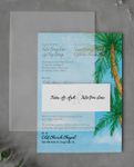 Watercolor Beach Design Vellum Wrapped Vietnamese & English Wedding Invitation 1