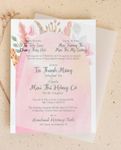 Boho Watercolor Design Vellum Wrapped Vietnamese & English Wedding Invitation 1