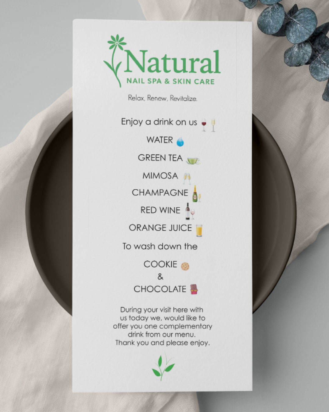 Serene Drinks Menu 1