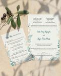 Green Floral Layout Simple Flat 5x7 Wedding Invitation 1