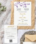 Purple Gold Love Simple Flat 5x7 Wedding Invitation 1