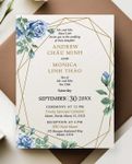 Elegant Navy Floral Simple Flat 5x7 Wedding Invitation 2