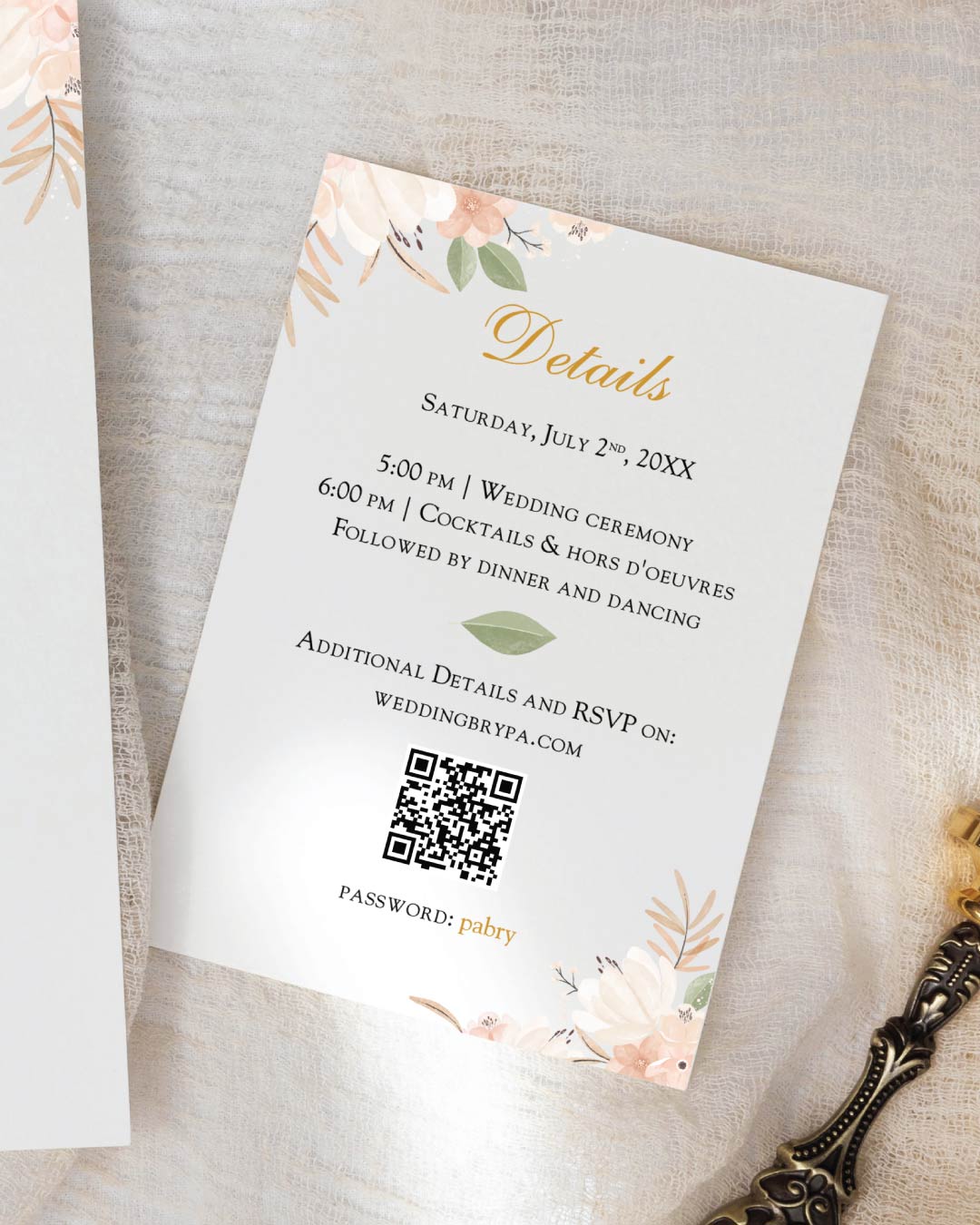 Blush Floral Simple Flat 5x7 Wedding Invitation 3