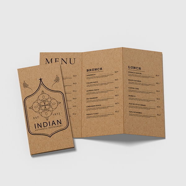 Brown Kraft Menus