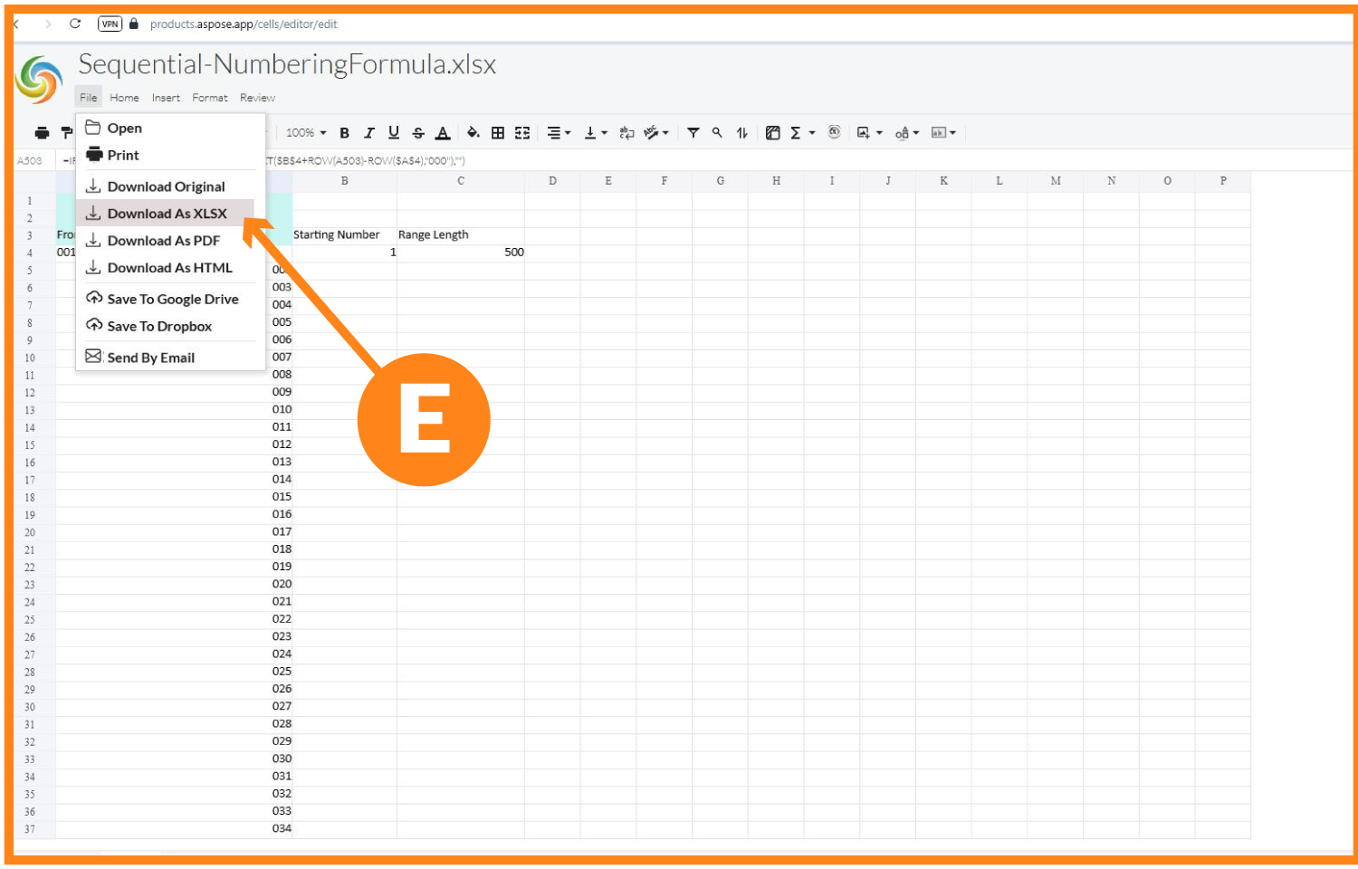 Save Spreadsheet as XLSX