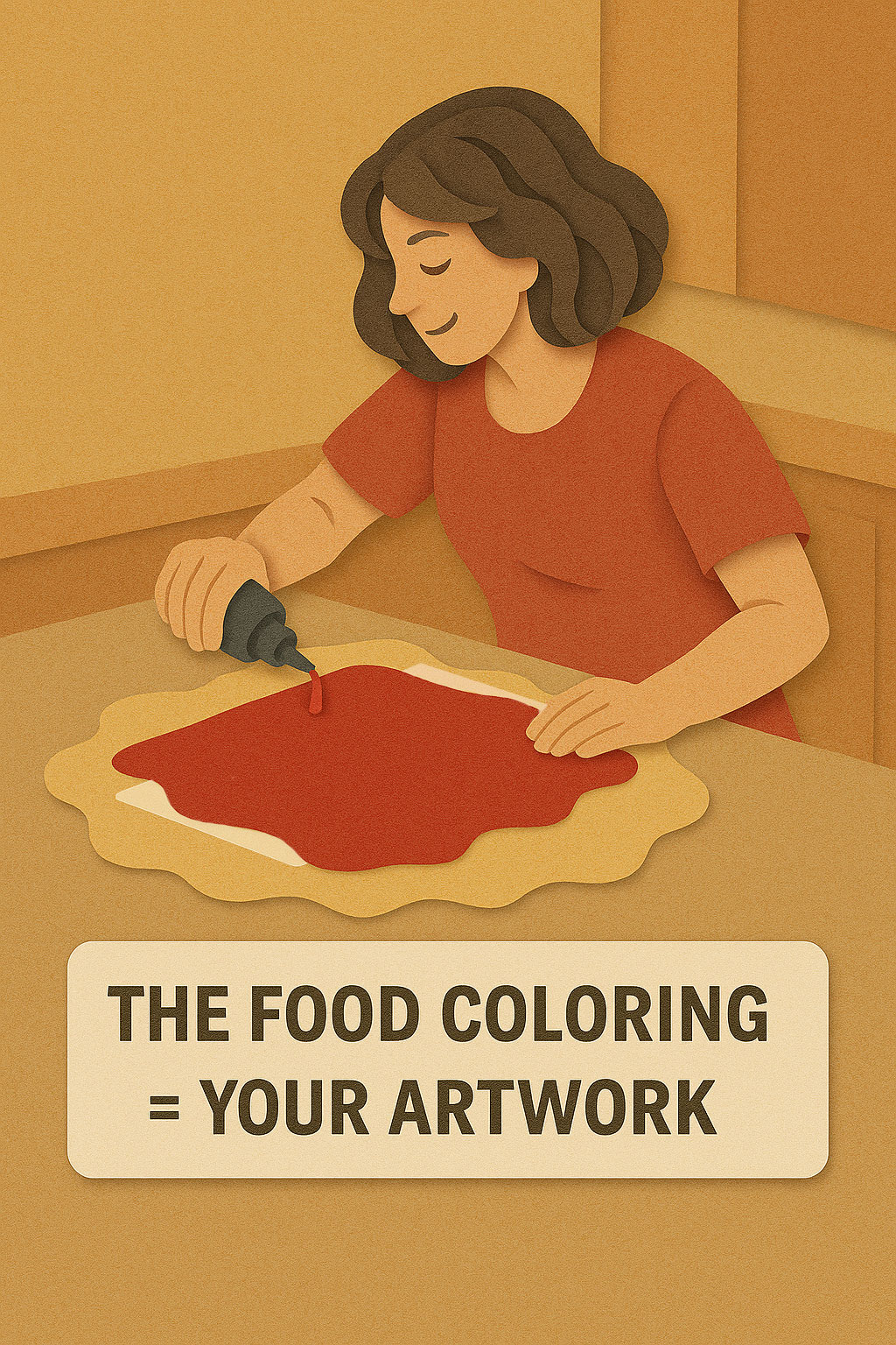 The food coloring equals your artwork