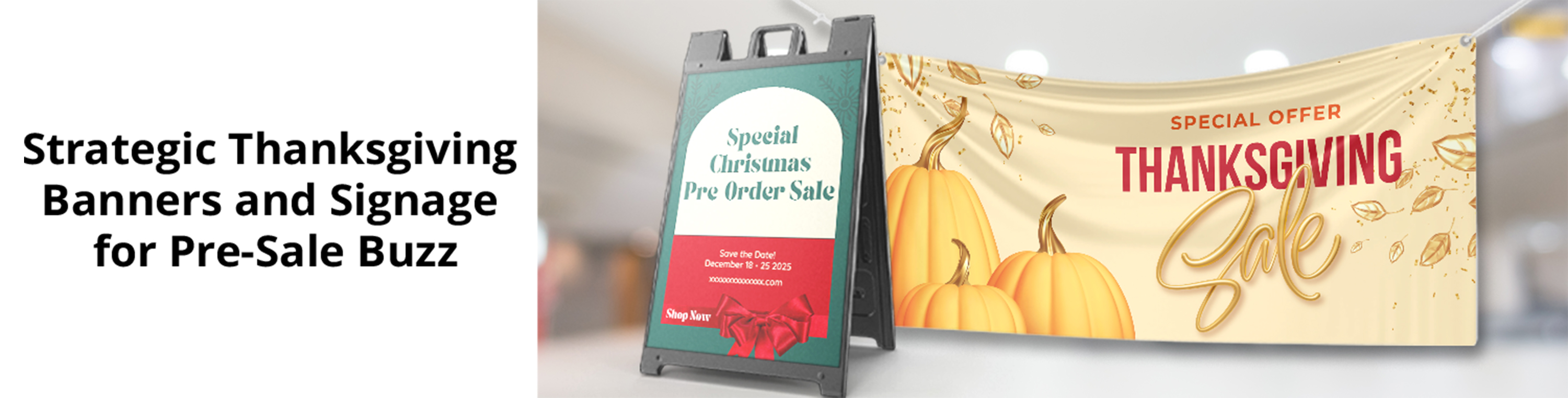 Strategic Thanksgiving Banners and Signage for Pre-Sale Buzz