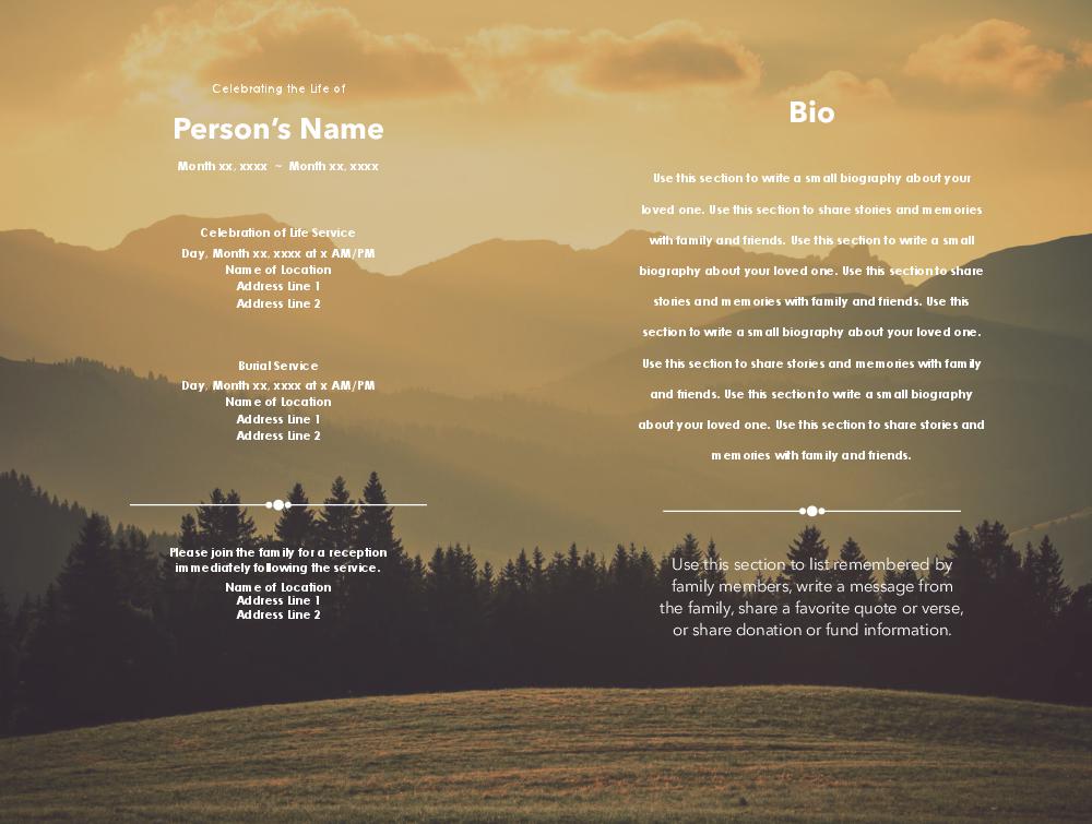 Browse Design - Dawn - Bi-fold Programs - Custom Memorial Programs
