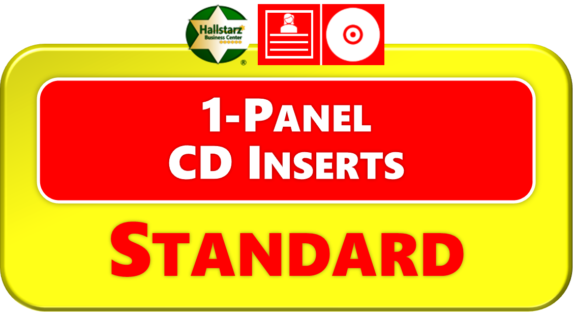 STANDARD 1-PANEL CD INSERTS <span style="color:#FFD700;"><b>STANDARD 1-PANEL CD INSERTS</b></span>