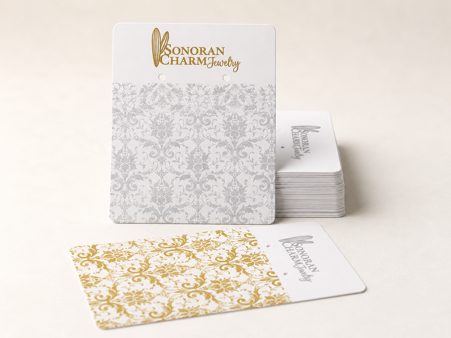 Specialty metallic ink printing samples