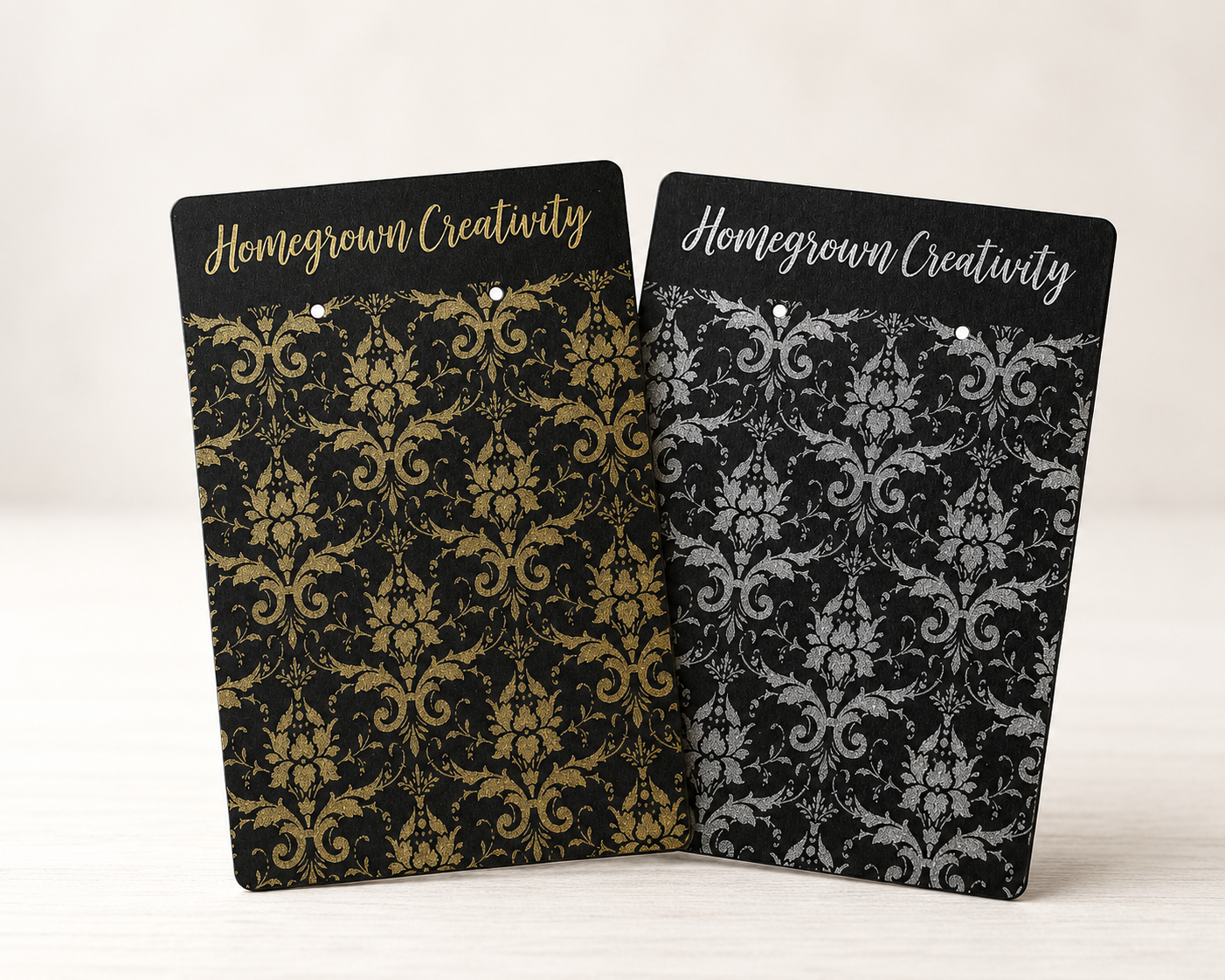 Specialty metallic ink printing samples