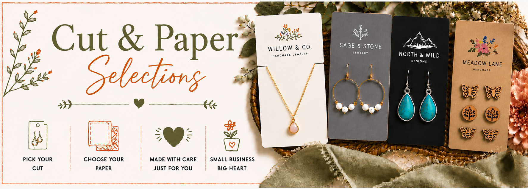 Custom Product Jewelry Accessory Backing Display Cards