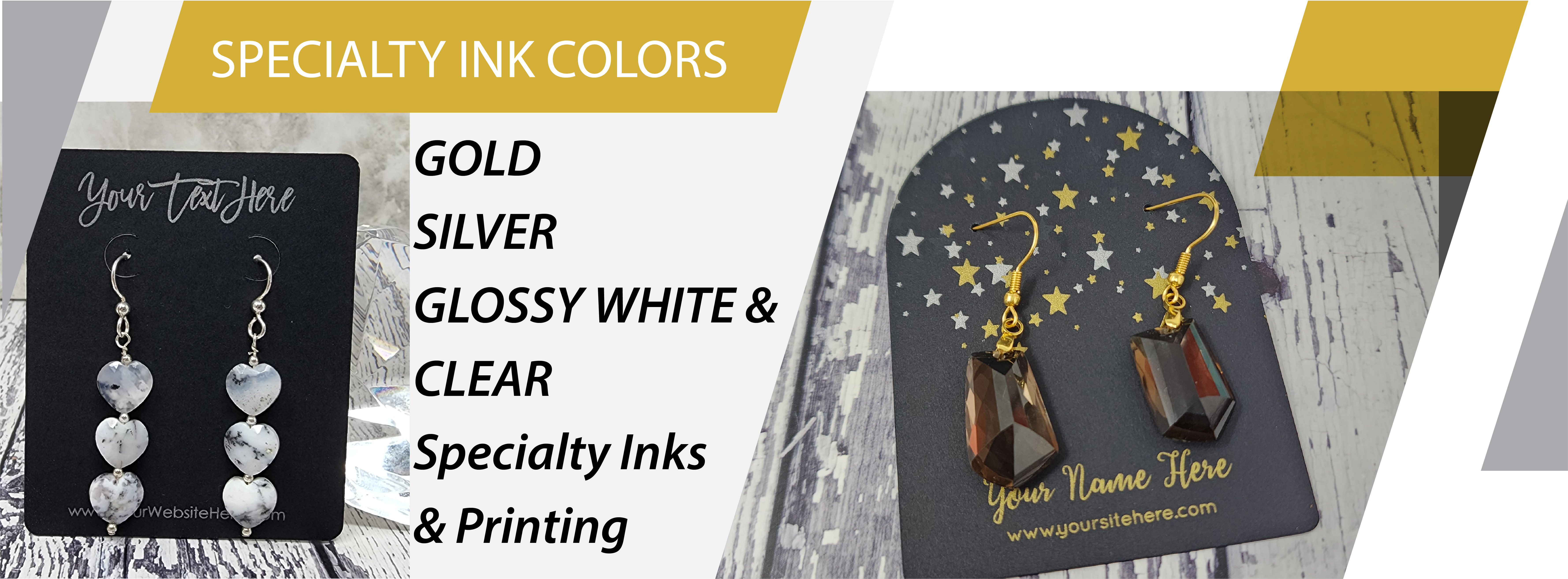 Specialty ink colors for custom jewelry display cards