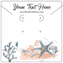 Ocean Starfish Shells Seahorse Blue Design Watercolor