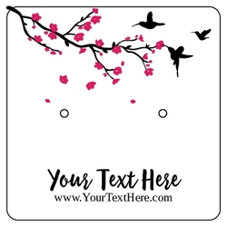 Pink Flowers Tree Branch Birds Silhouette