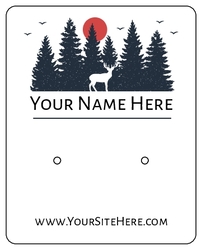 Mountains Trees Moon Deer Rustic