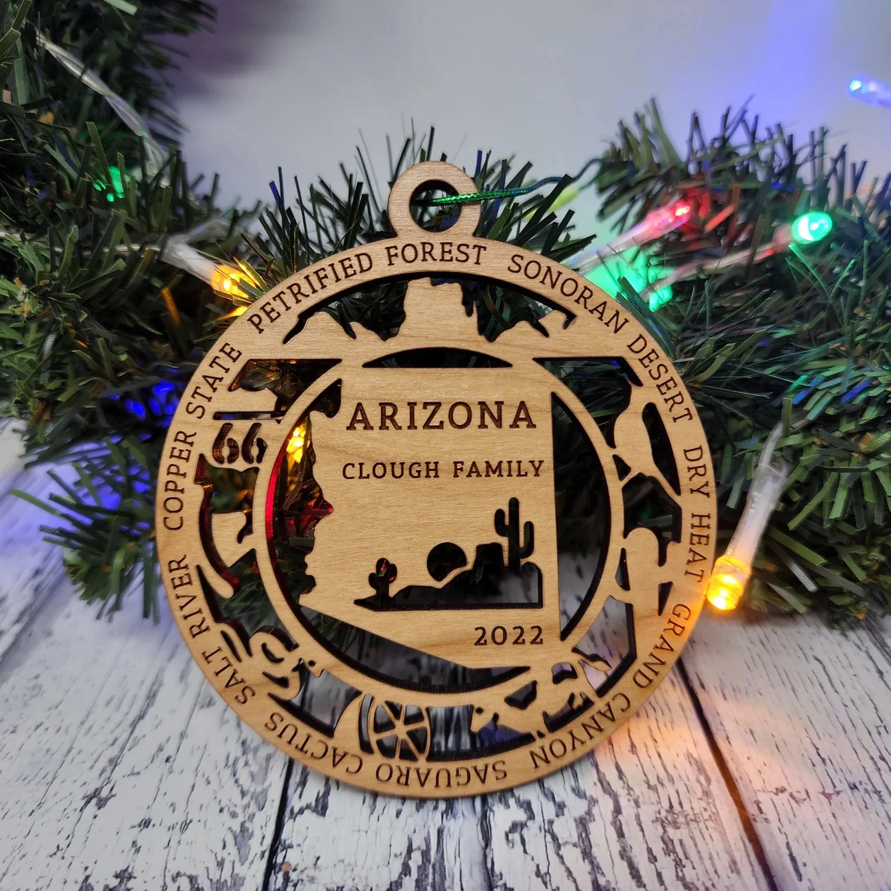 Arizona State Landmarks Round Ornament - Personalized